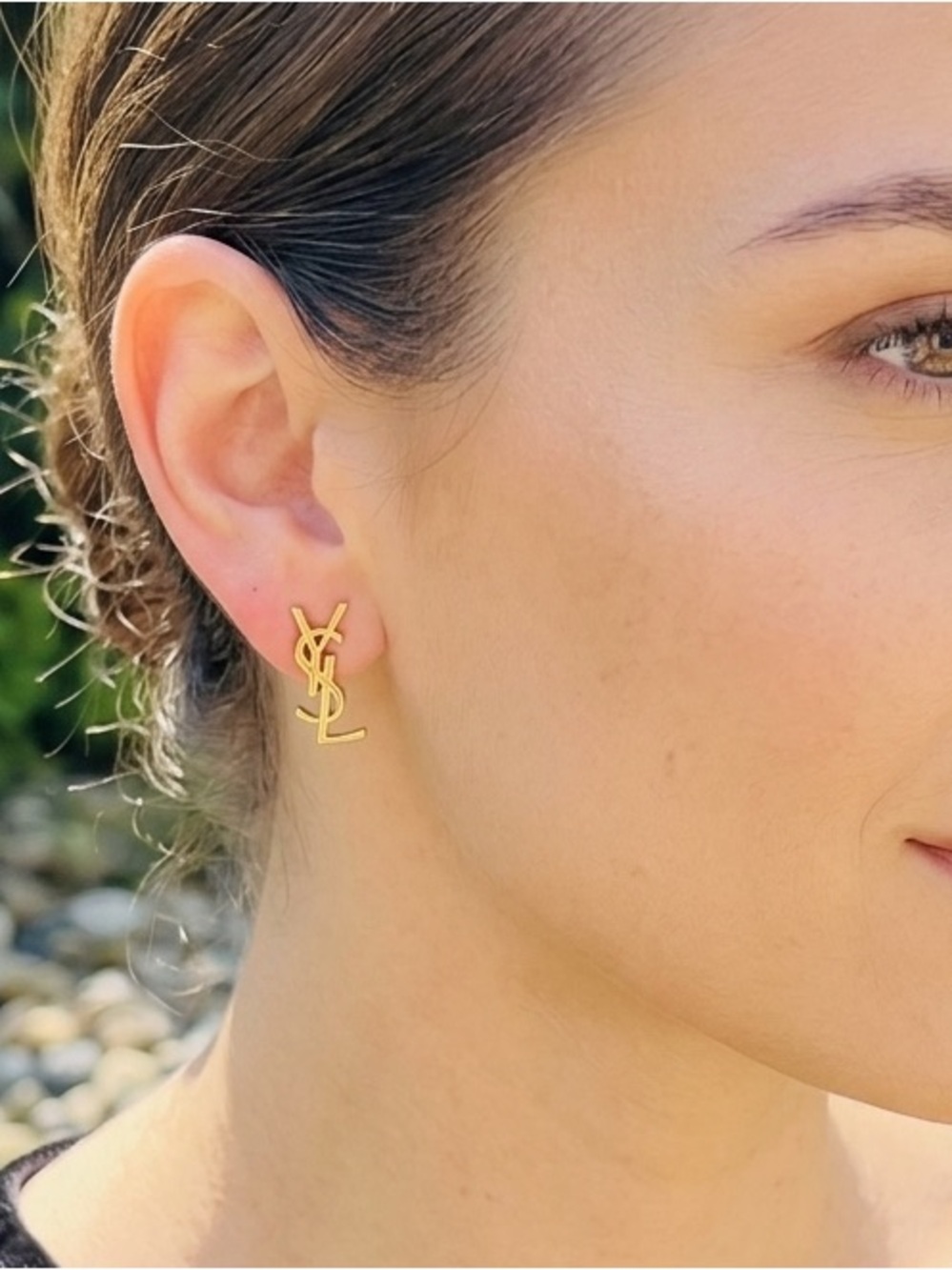 🆕 YSL Logo Drop Stud Earrings - Picture 5 of 5